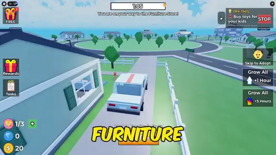 Furniture store prices against a small Raise The Biggest Family coin wallet