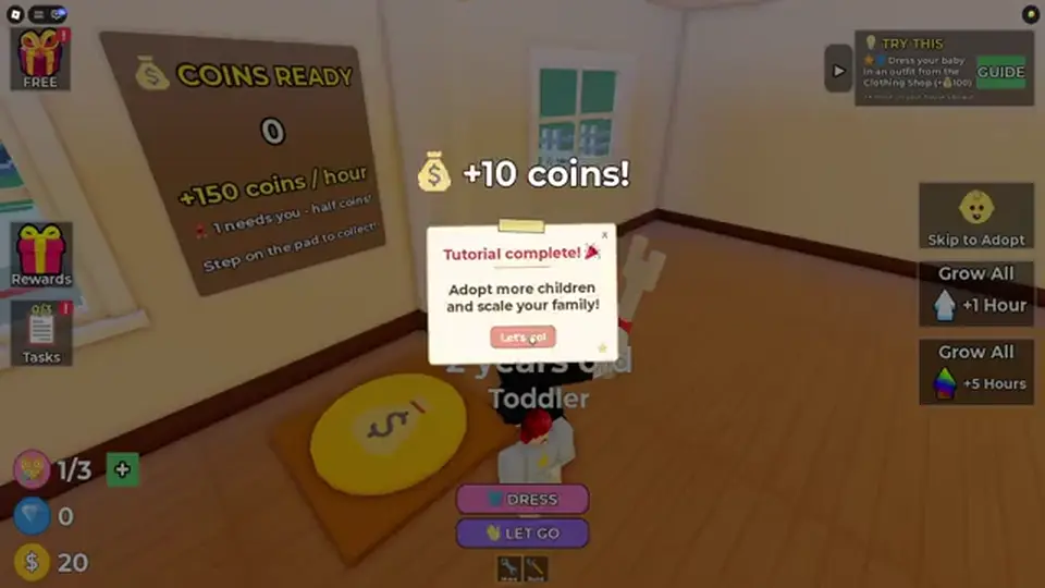 Raise The Biggest Family HUD with no in-game Codes redeem box
